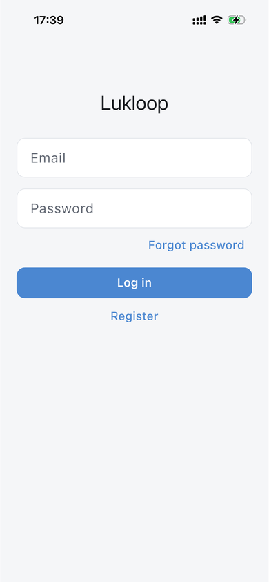 Login screen